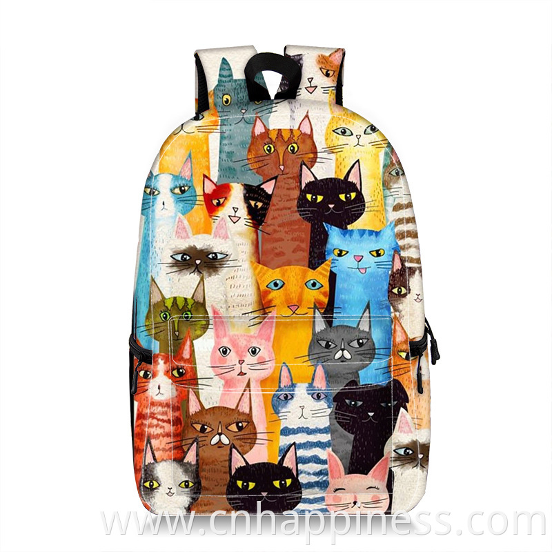 Wholesale blank sublimation full print waterproof backpacks zoo animal shoulders backpack school bag